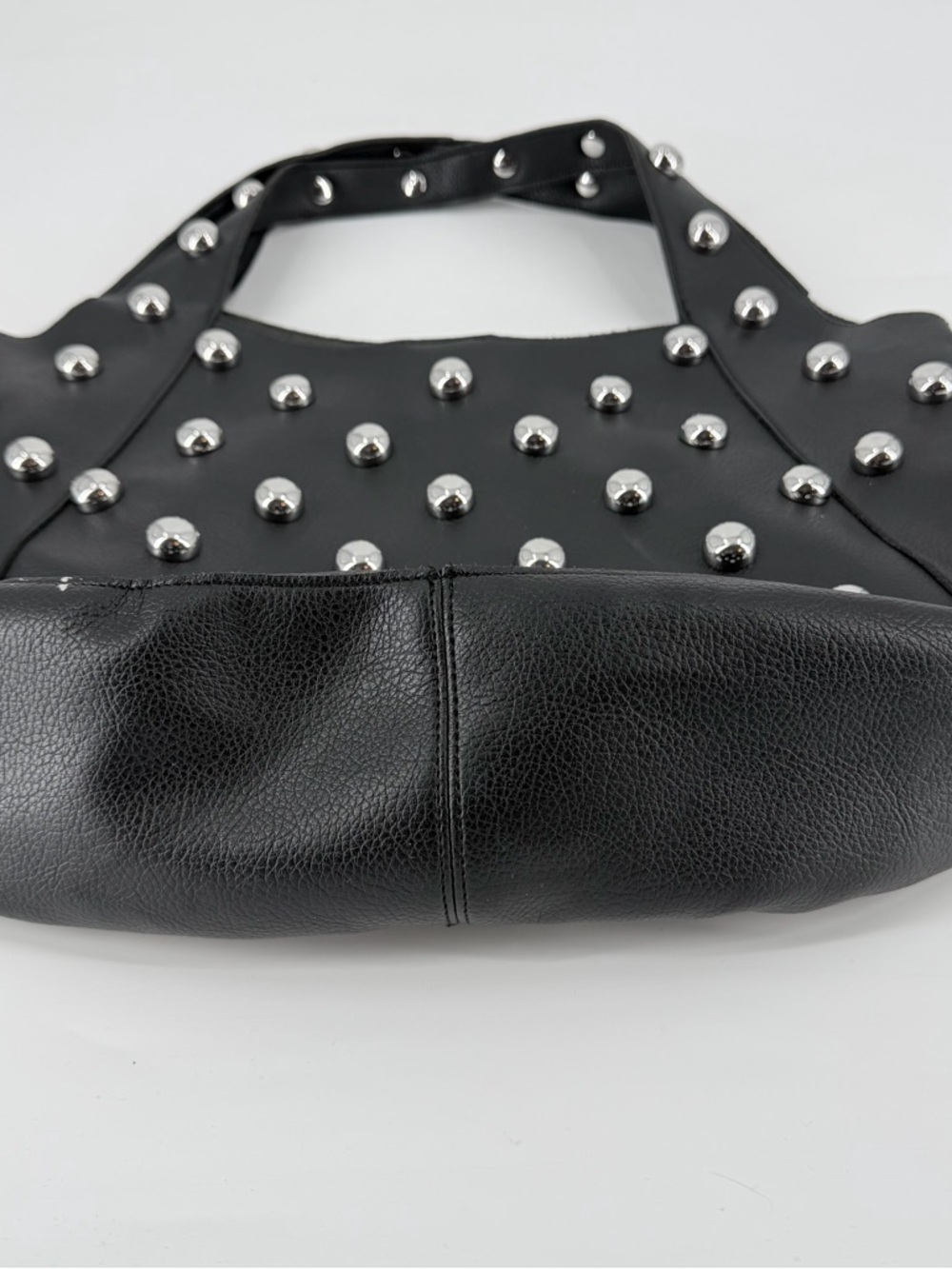 Anthropologie Sonia Medium Slouchy Studded Tote Bag Black Vegan Leather - Picture 4 of 10